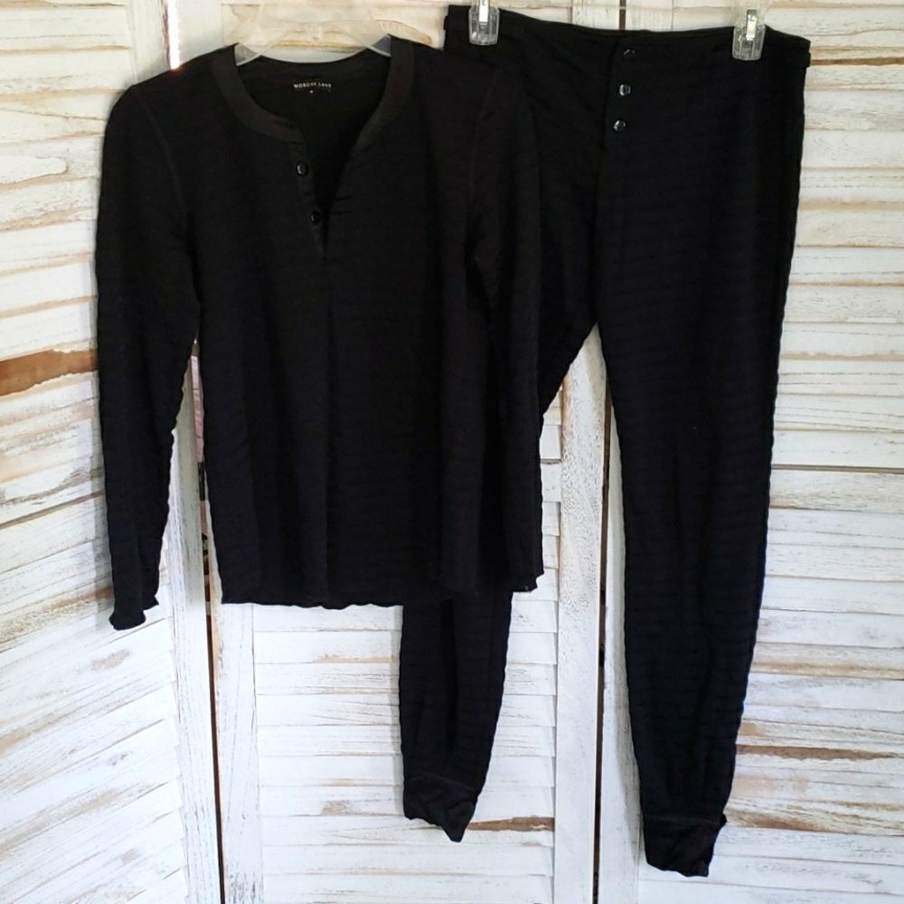 Morgan Lane black long Sleeve 2 piece lounge wear set pajamas NWOT